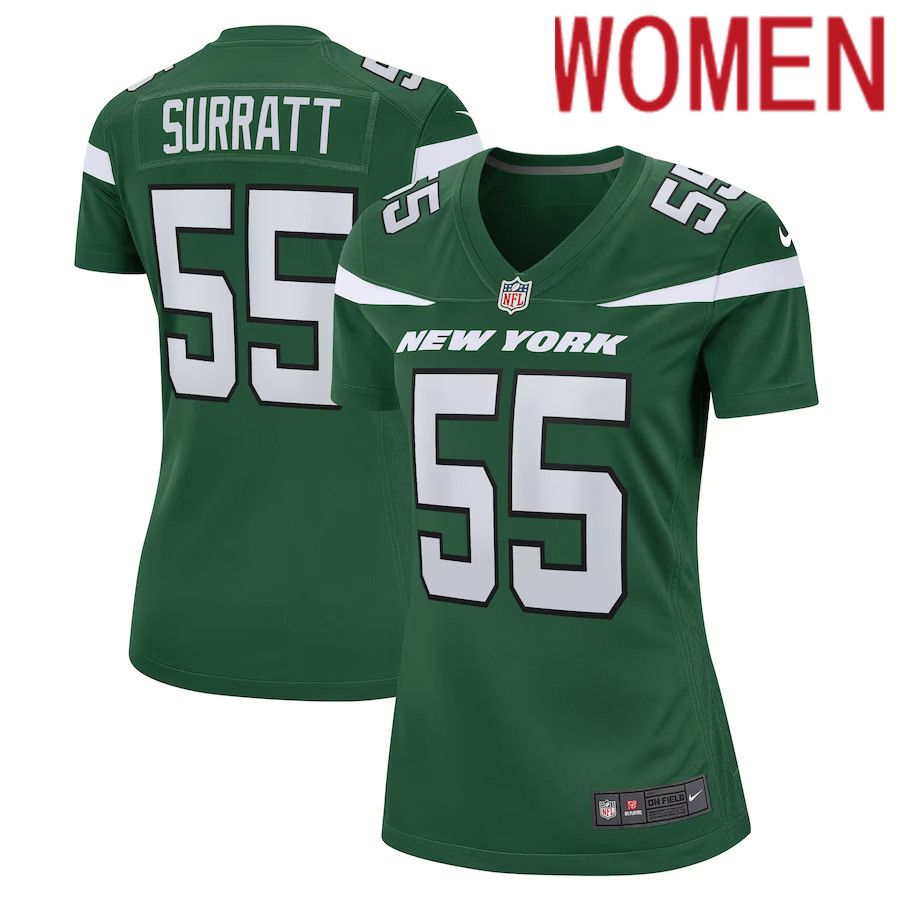 Women New York Jets 55 Chazz Surratt Nike Gotham Green Game Player NFL Jersey